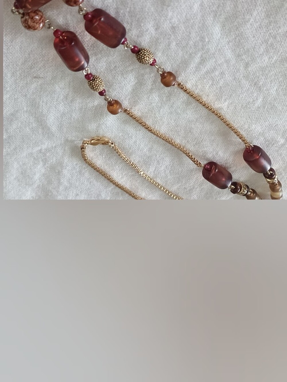 Elegant Brown Glass Bead Necklace with Gold Accents